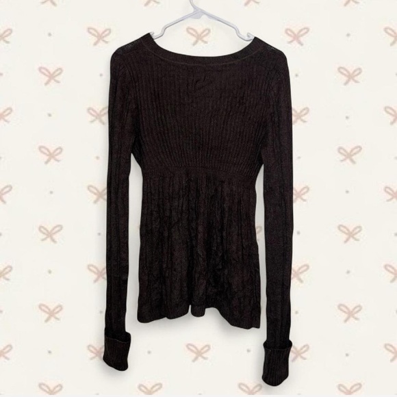 Rare Y2K Hollister Brown Babydoll Sweater-Size L - Picture 4 of 7